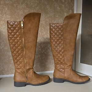 Dexflex Comfort Quilted Tan Over the Knee Boots